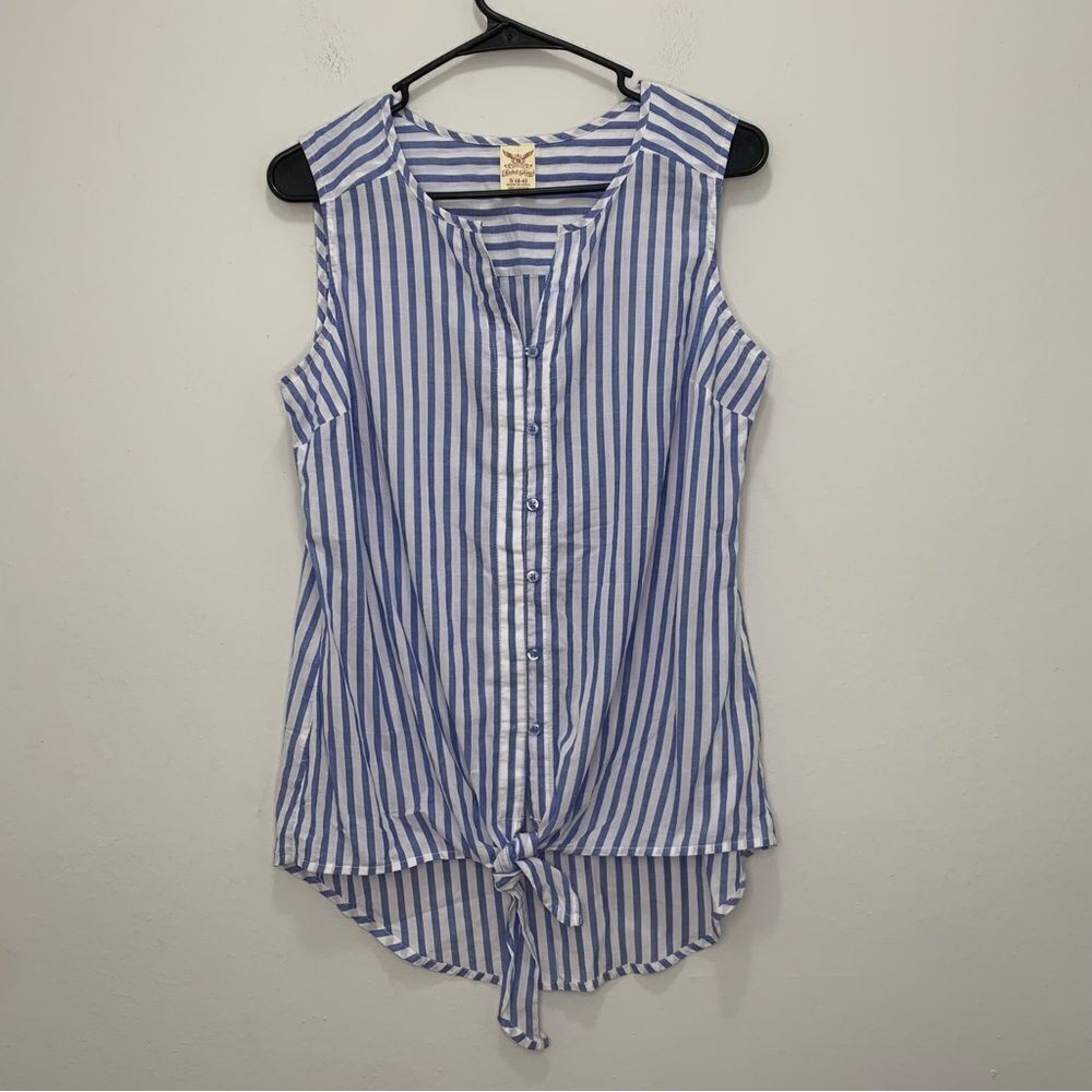 NWOT Faded Glory Striped Tie Front Tank Top Size Small